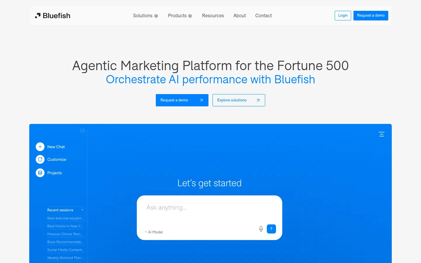 Bluefish homepage, AI accuracy checks against a brand source of truth