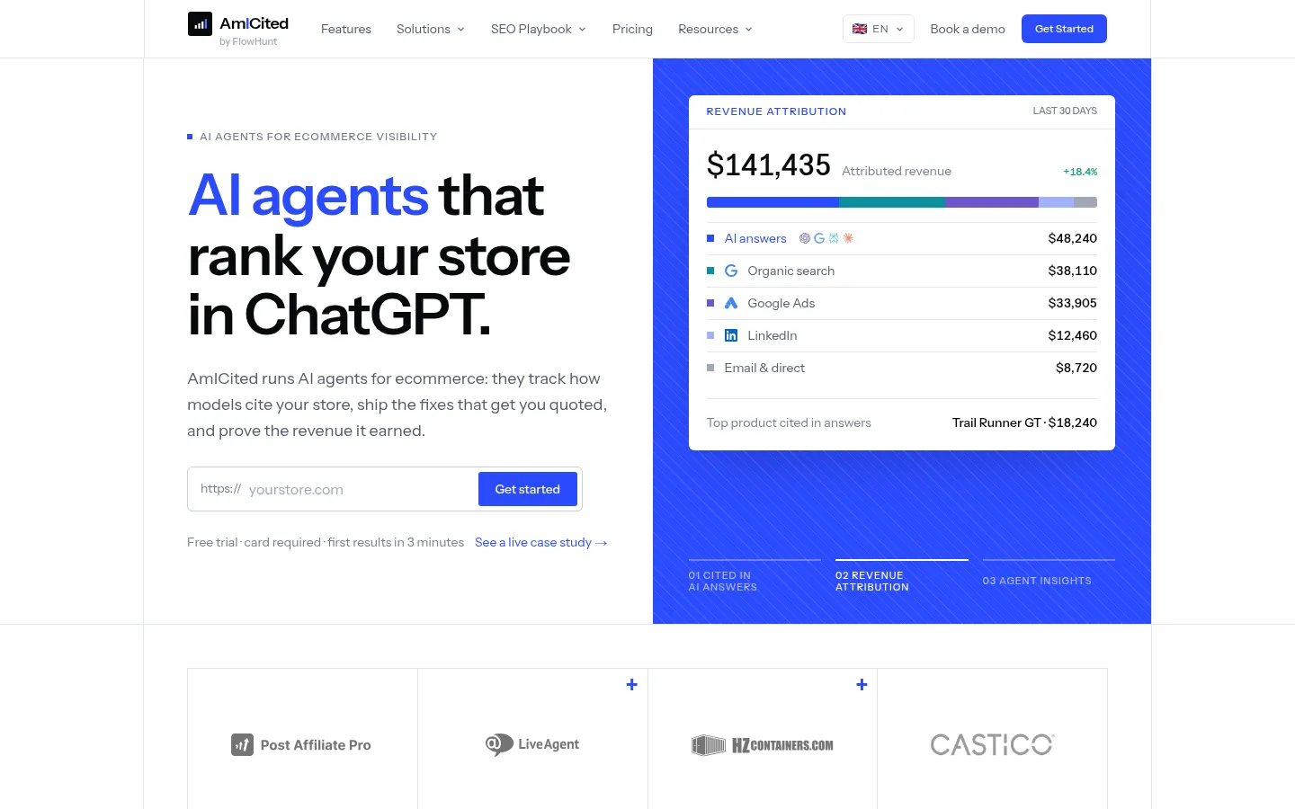 Am I Cited homepage, AI visibility tracking with agency white-label reporting