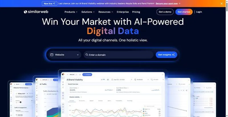 Similarweb homepage, AI brand visibility and AI referral traffic